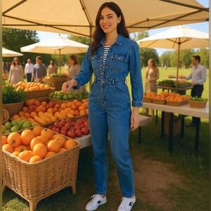 Denim Collared Utility Jumpsuit